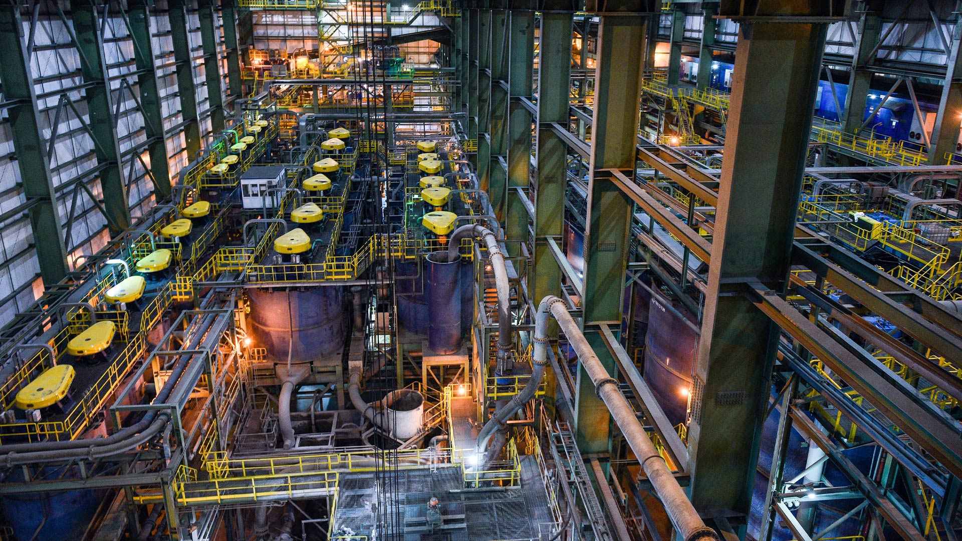 Inside mining and mineral processing facility. 